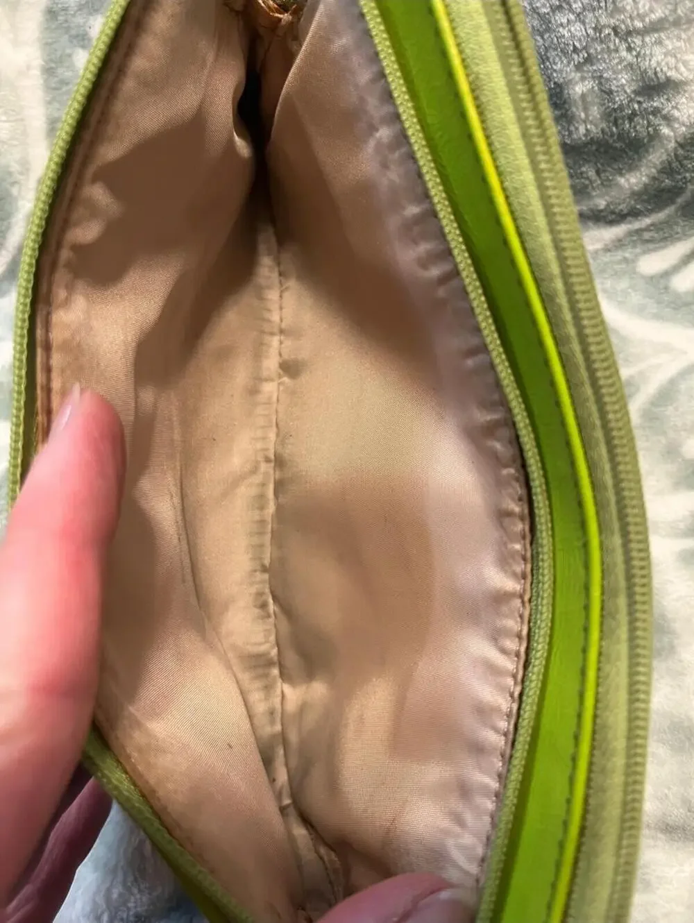 Coach Blue Signature Zip Around Wristlet Wallet Lime Green